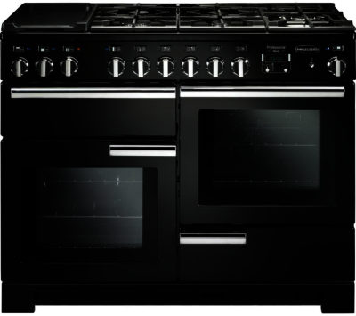 RANGEMASTER  Professional Deluxe 110 Dual Fuel Range Cooker - Black & Chrome